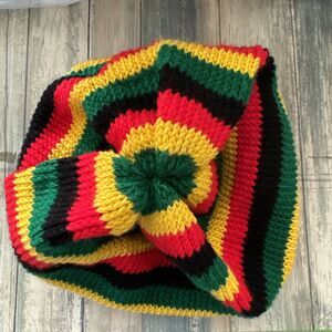 Handmade Striped Rasta Hat Rastafarian Jamaica Beanie Reggae Bohemian Tam Party